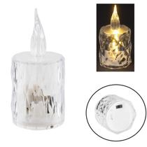 Vela Led Transparente Eletrônica Luz Amarela 6,5cm Decoração