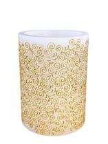 Vela Luminaria Cilindrica Branco e Dourado M