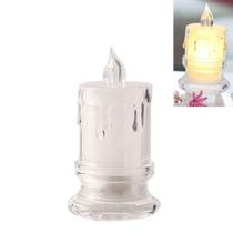 Vela Luz Led Eletrônica Cristal Transparente Decoração 9cm