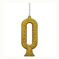 Vela Mini Glitter Dourado Numero 0 - Regina