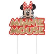 Vela Minnie Mouse C/Gliter Dourado 01 Unidade -Silver Festas