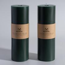 Vela MOZEAL, 10 cm x 30 cm, conjunto de pilares verdes escuros, conjunto de 2