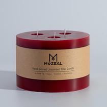 Vela MOZEAL, pilar sem perfume de 3 pavios, 15x15 cm, vermelha Vela MOZEAL, pilar sem perfume de 3 pavios, 15x15 cm, vermelha