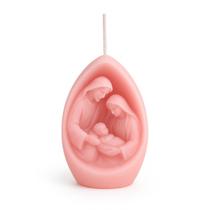 Vela Natalina 3D Presépio Rosa Decoração com Significado Vela Natalina 3D Presépio Rosa Decoração com Significado