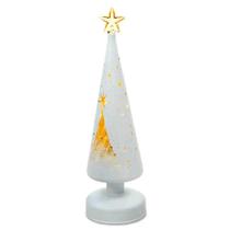 Vela Natalina Pinheiro em Vidro Branca com Led Grande 36cm Vela Natalina Pinheiro em Vidro Branca com Led Grande 36cm