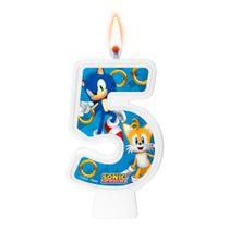 Vela número 5 decoração festa Sonic aniversário Vela número 5 decoração festa Sonic aniversário