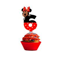 Vela Número 6 Festa Minnie Mouse decoração aniversário - SILVER PLASTC