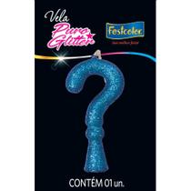 Vela P/ Festa (Linha: Puro Glitter - Cor: Azul - Nº ) - Contém 1 Unidade