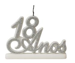 Vela Painel 18 Anos Glitter Prata Bolo De Aniversário Festa