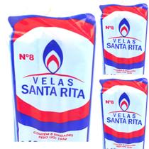 Vela Palito Azul Claro Votiva Numero 8 Kit 3 Und Parafina - Santa Rita