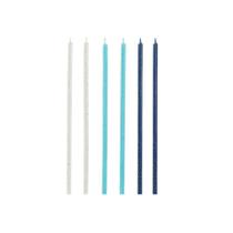 Vela Palito Azul e Branca 15 cm - 1 unidade Pct. c/ 6 unds. - Silver Festas - Rizzo