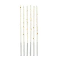 Vela Palito Branca C/ Dourado C/6 Silver