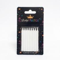 Vela Palito Branco 16 Unidades Silver Plastic
