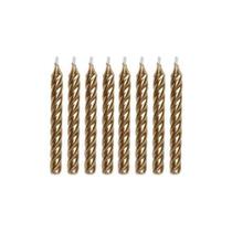 Vela Palito Espiral Silver Festas Dourado 8Un