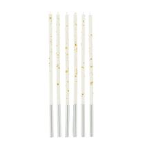 Vela Palito Gigante Branca com Dourado 17 cm - 1 unidade Pct. c/ 6 unds. - Silver Festas - Rizzo