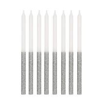 Vela Palito Metade Glitter Prata - Cartela com 6 Unidades