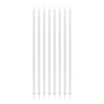 Vela Palito Metalizada Gigante Branco Pérola C/ 8 Unid.