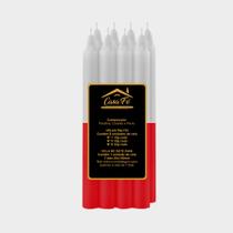 Vela palito n8 bicolor branco com vermelho 256g - casa fé Vela palito n8 bicolor branco com vermelho 256g - casa fé