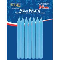 Vela Palito Para Aniversário Palitinho Com 24 Unidades - Cor Azul Vela Palito Para Aniversário Palitinho Com 24 Unidades - Cor Azul