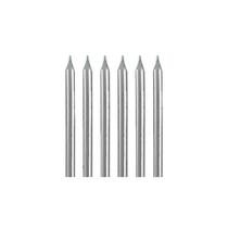 Vela palito pequena prateada 6un silver plastic - SILVERPLASTIC