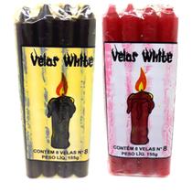 Vela Palito Preta e Vermelha Numero 8 Kit Amor Proteção