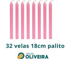 Vela Palito Rosa 32 Unidades 18cm 15,8 - (Por Kilo) 100% Parafina Vela Palito Rosa 32 Unidades 18cm 15,8 - (Por Kilo) 100% Parafina