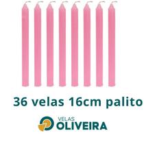 Vela Palito Rosa 36 Unidades 16cm 15,8 - (Por Kilo) 100% Parafina