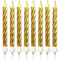 Vela para Aniversário Espiral Metalizada Dourada 8CM Blister com 08