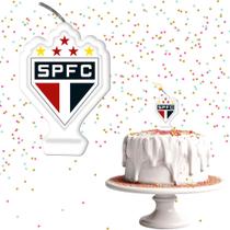 Vela Para Bolo de Aniversário Festa Comemoração Futebol Time - São Paulo - Festcolor