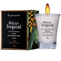 Vela para Massagem Deliria Tropical Beijavel Sabor Pessego Efeito Treme Treme Vibrante 40g - Sofisticatto