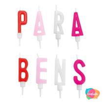 Vela parabéns rosa branco e red - RICA FESTAS Vela parabéns rosa branco e red - RICA FESTAS