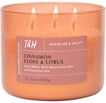 Vela perfumada T&H Cinnamon Clove Citrus 470mL 3 Wick