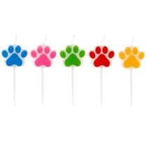 Vela Pet Patinhas Coloridas C/5 Silver