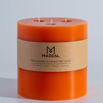 Vela Pillar MOZEAL Extra Grande de 3 mechas Laranja 15x15cm