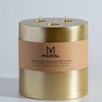 Vela Pillar MOZEAL Extra Grande em Ouro Metálico Sem Perfume