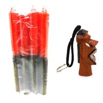 Vela Preta Vermelha Bicolor Votiva Parafina Devoção Chaveiro Carranca Patuá Talismã Proteção Espiritual Kit