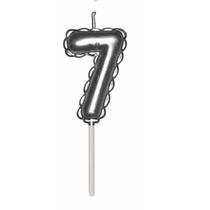 Vela Renda Metalizada Número 0 A 9 Prateada Balão 6cm Altura Vela Renda Metalizada Número 0 A 9 Prateada Balão 6cm Altura