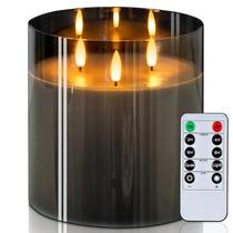 Vela sem chama Homemory, pilar LED de vidro de 6x6" com controle remoto