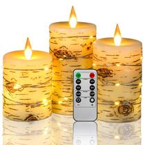 Vela sem chama Velas LED pintadas à mão com efeito de casca de bétula com efeito de casca de bétula embutida Conjunto de 3 velas operadas por bateria com pilar de cera real marfim (H4,5,6") com controle remoto Dancing LED Flame de 10 teclas Vela sem chama Velas LED pintadas à mão com efeito de casca de bétula com efeito de casca de bétula embutida Conjunto de 3 velas operadas por bateria com pilar de cera real marfim (H4,5,6") com controle remoto Dancing LED Flame de 10 teclas