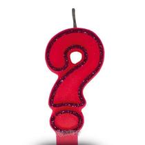 Vela Super Com Gliter Rosa Ponto De Interrogação - Curifest Vela Super Com Gliter Rosa Ponto De Interrogação - Curifest