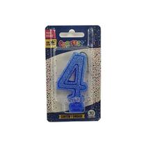 Vela Super Com Glitter Azul - Curifest