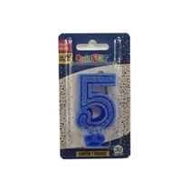 Vela Super Com Glitter Azul - Curifest