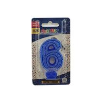 Vela Super Com Glitter Azul - Curifest