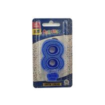 Vela Super Com Glitter Azul - Curifest