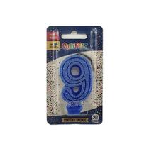 Vela Super Com Glitter Azul - Curifest Vela Super Com Glitter Azul - Curifest