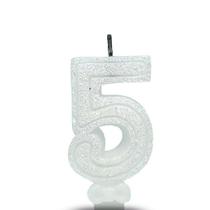 Vela Super Com Glitter Branca - Curifest