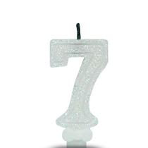 Vela Super Com Glitter Branca - Curifest