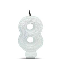 Vela Super Com Glitter Branca - Curifest