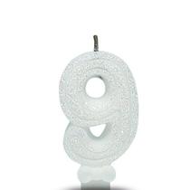 Vela Super Com Glitter Branca - Curifest