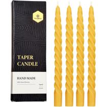 Vela TELOSMA Spiral Beeswax Taper 25 cm, conjunto de 4 amarelas